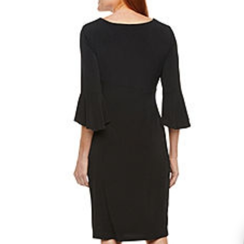 CONNECTED Apparel Size 10 3/4 length bell sleeve pleated ruched waist dress NWT - Picture 2 of 7